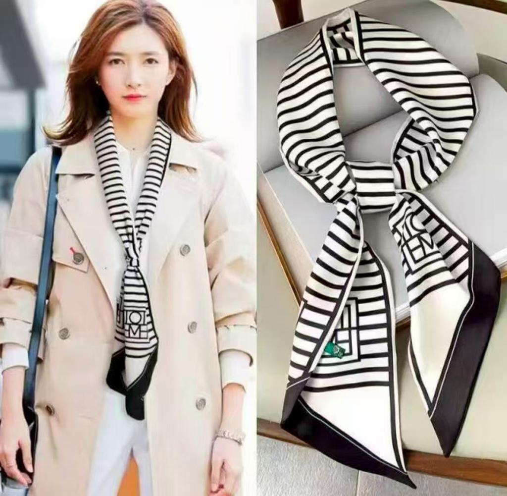 Classic Silk Feel Diagonal Scarf: Versatile Imitation Silk Neckerchief for Spring & Autumn