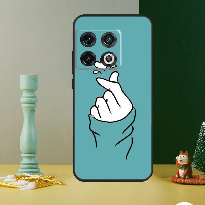 Korean Finger Heart Love Phone Case For OnePlus 13 12 11 13R 12R 10R 9 10 Pro 8T 9RT 10T Nord 4 CE 2 3 Lite N20 N30
