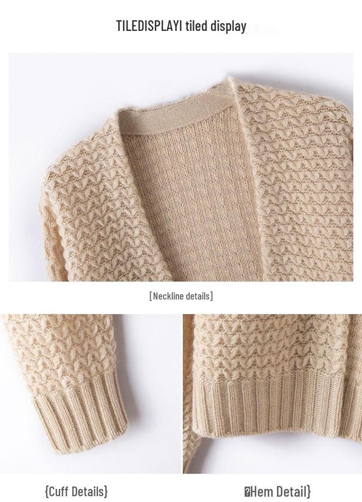 Women's Wool Knit Loose Cardigan - Autumn/Winter 2022 Fashion, Thick Short Jacket