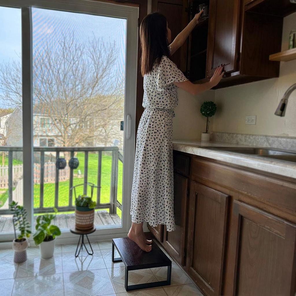 Wooden Step Stool for Kitchen & Bedroom - Child's Hand Washing or Shoe Changing Footstool