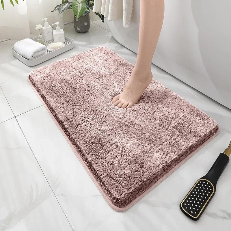 

Super Water Absorbent Bathroom Mat Anti-slip Bathroom Bath Mats Long Hair Bedroom Door Mats Home Decoration alfombra habitación 40x60cm розовый