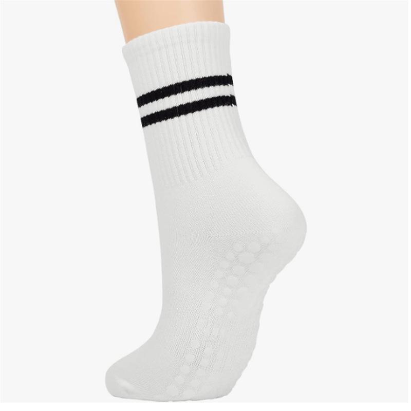 Women's Anti-Slip Yoga Socks - Mid-Calf Cotton Pilates Fitness Socks with Shark Pattern