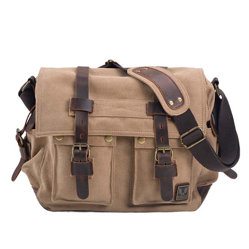 

SCIONE Евро-американская винтажная парусиновая сумка-мессенджер из кожи Crazy Horse большой вместимости, водонепроницаемая мужская повседневная наплечная сумка с несколькими карманами