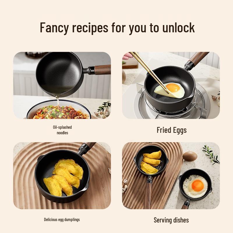 Vertiefter Gusseisen Eier- & Öl-Träufeltopf - Spritzfreies Design mit flachem Boden