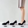 Big heel suede black shoes thin mouth spring and autumn light professional size pointed new high heels women