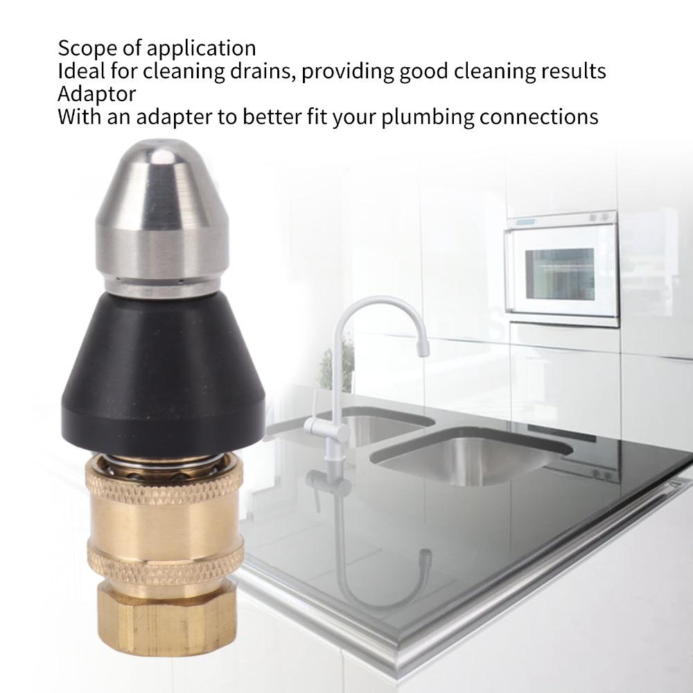 Stainless Steel Sewer Jetter Nozzle Quick Connect Drain Cleaning Jetter Pipe Blockage Removal