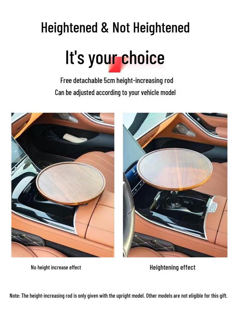Universal Tesla Car-Mounted Rotating Wood Table for Vehicle Interiors