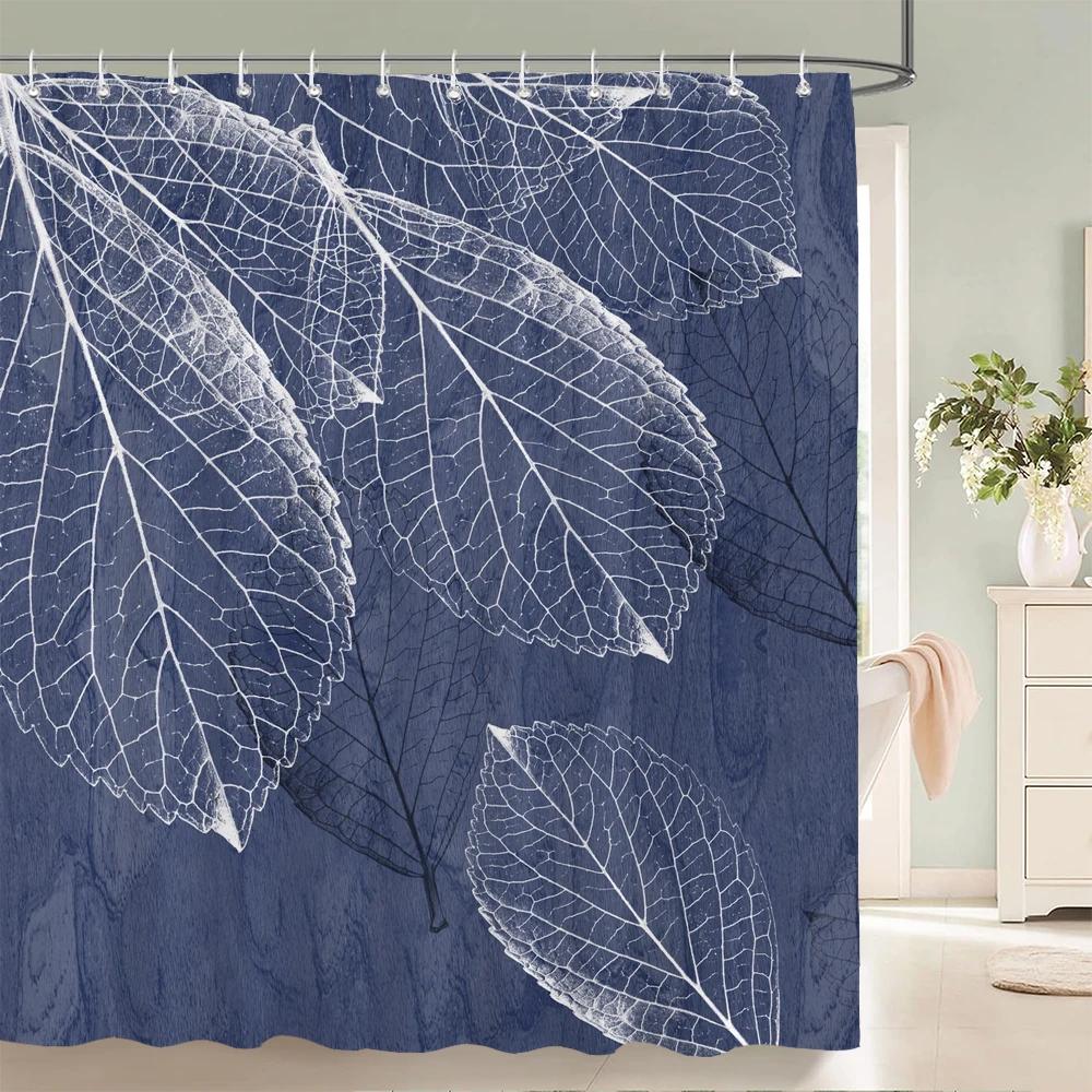 

3D Принт листьев свежих зеленых растений в скандинавском стиле Занавеска для душа Простые художественные листья Домашнее украшение Занавески для ванной комнаты С крючками W90xH180cm