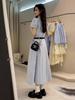(original Practice + Belt) French Temperament Shirt Long Skirt New Women's Summer Feeling Is Popular This Year