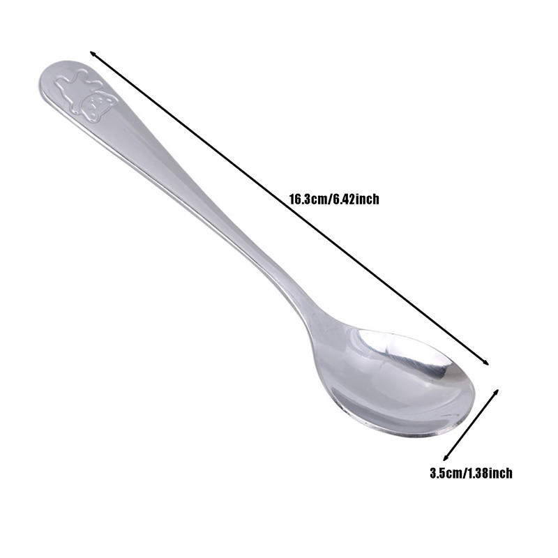 Cartoon Bear Stainless Steel Children Portable Tableware Spoon Durable Cutlery Gift for Family Camping Picnic