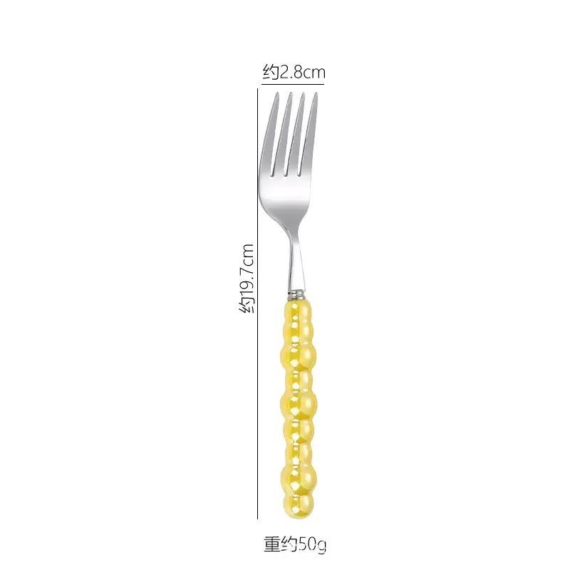 Light luxury Pearl Byen cutlery spoon High appearance level ceramic handle cutlery Steak cutlery Dessert cake fork 1PC