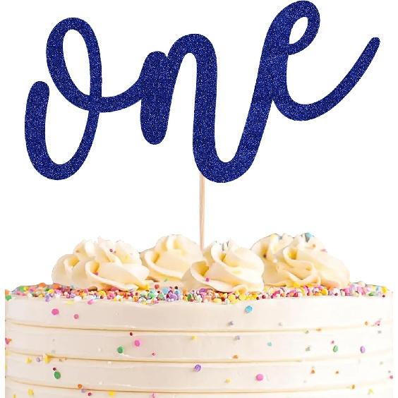 First Birthday Cake Topper - Red Glitter One Cake Decorating Supplies for Girls and Boys, Perfect for Baby Shower/Gender Revealing Party/Baby Party