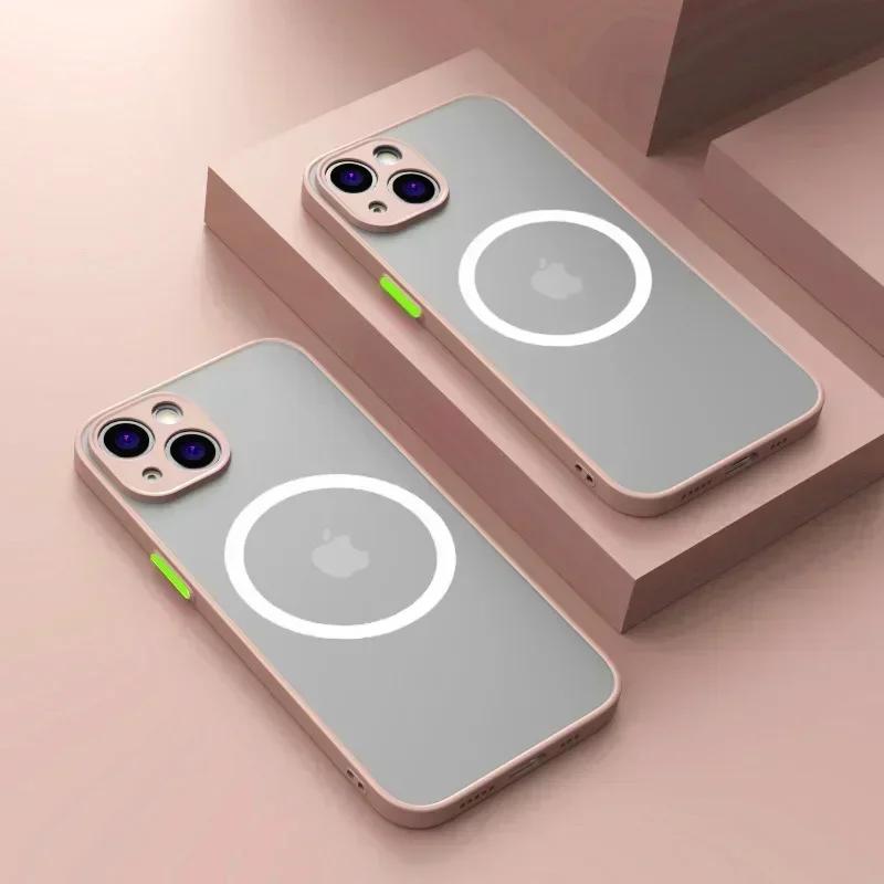 

For iPhone 16 15 14 13 12 11 Pro Max Plus Mini X XS XR Case Wireless Charge Magnetic Magsafe Skin Matte Back Cover Shell Fundas For iphoneXR