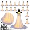 2Pcs LED Halloween Ghost Decorations Warm Light Scary Ghost Figurine 8 Modes Light-Up Tripod Ghost Statue for Table Room Kitchen