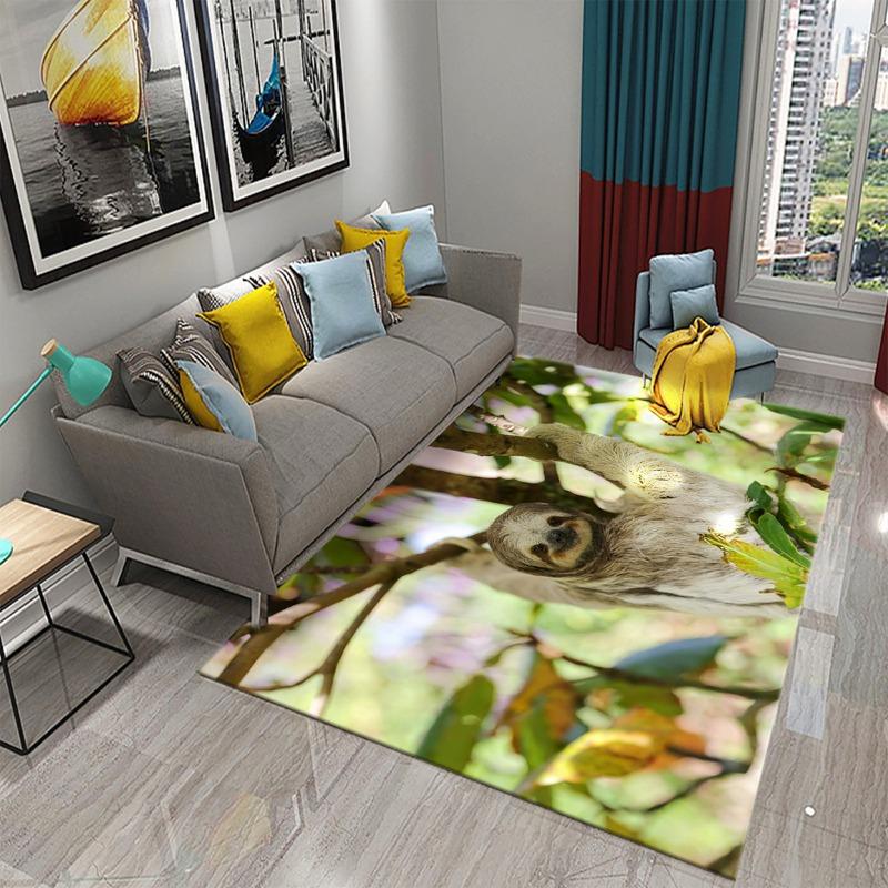 Cute Cartoon Sloth Carpet Lovely Animal Rugs Area Rug for Living Room Bedroom Dining Room Bathroom Door Entrance Non-Slip Mat