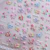 1 Sheet 3D Spring Flower Series Nail Stickers Colorful Rose Bouquet Nail Decal Self-Adhesive Daisy Ribbon Bow Manicure Sticker
