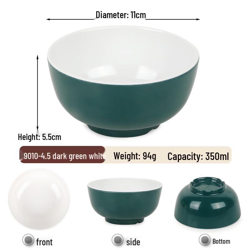 Two-Tone Melamine Drop-Resistant Rice Bowl Set (10-Pack)