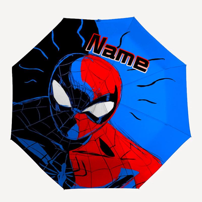 1pc Spider-Man Custom Name Automatic Folding Umbrella - Compact 8-Rib Design, Durable Plastic & Iron, Daily Use 031