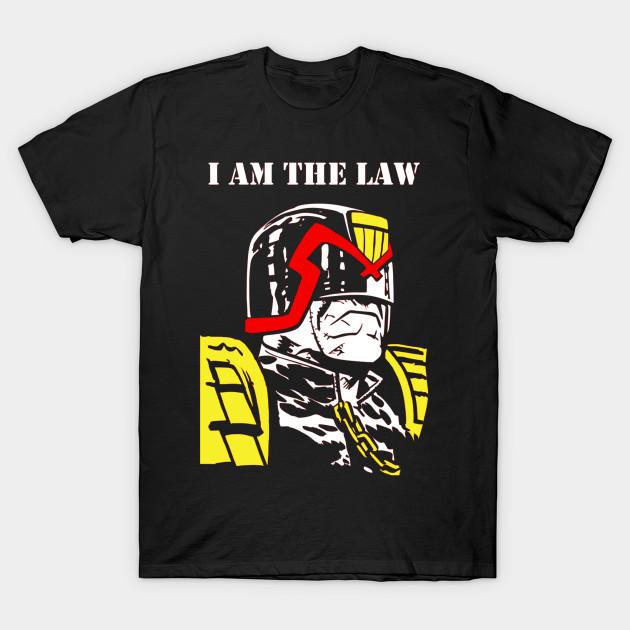 

Men Black Print T-shirt Judge Dredd I Am The Law No-Cut Transfer Paper Print Cotton Tshirt M чёрный