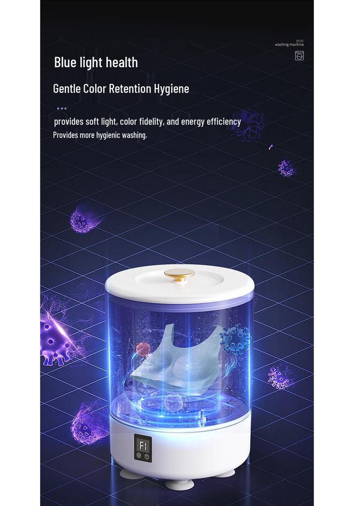 Compact Fully Automatic Washer-Dryer Combo with Blue Light Sterilization, Hand Wash Simulation for Underwear, Panties, and Socks, Large Capacity