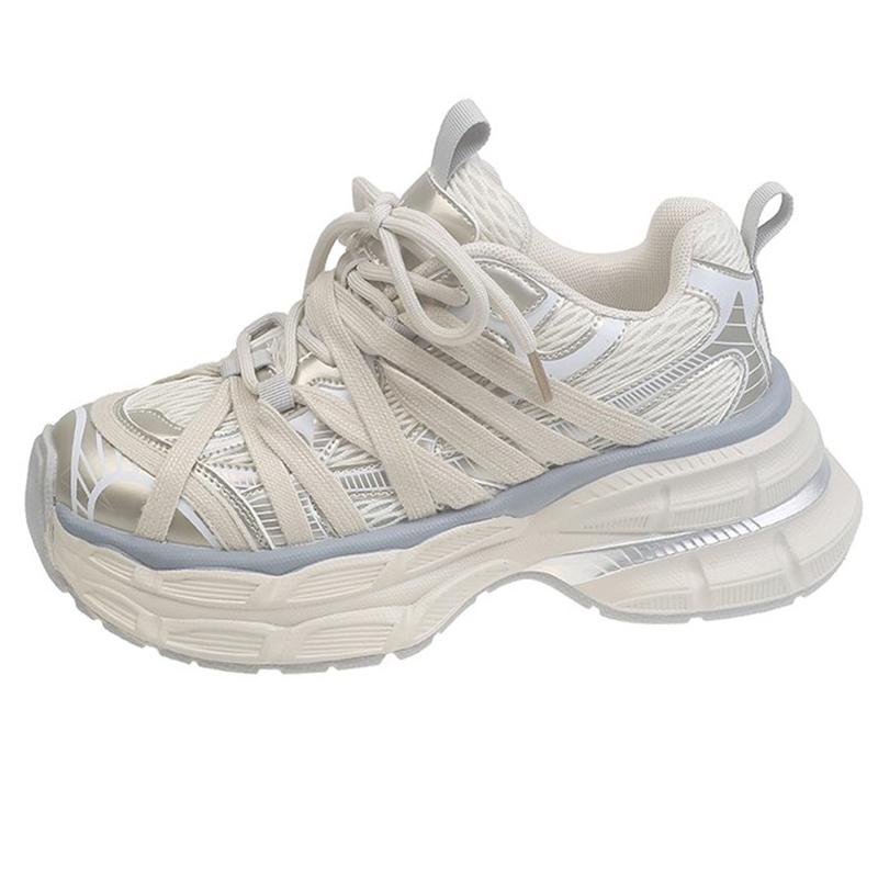 

Спортивная обувь для бега, женская обувь, массивные кроссовки, сетчатая обувь, женская вулканизированная обувь, повседневные кроссовки на шнуровке 35 белый