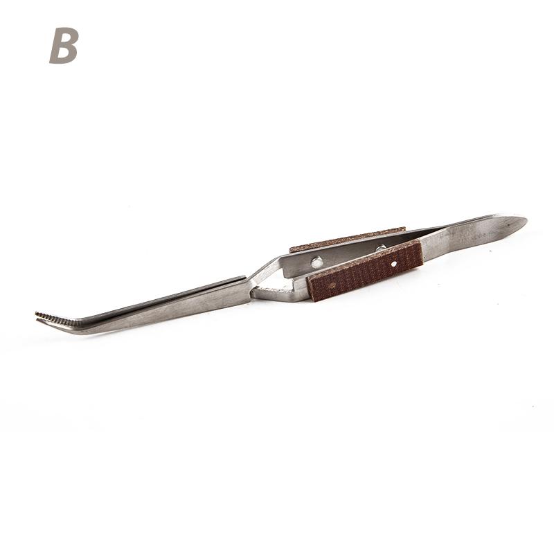 Stainless Steel Cross Lock Tweezers Self Closing Jewelry Soldering Craft Repair