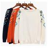 2026 Autumn Women's Korean Style Embroidered Knit Sweater - Long Sleeve, Round Neck, Thin Outerwear
