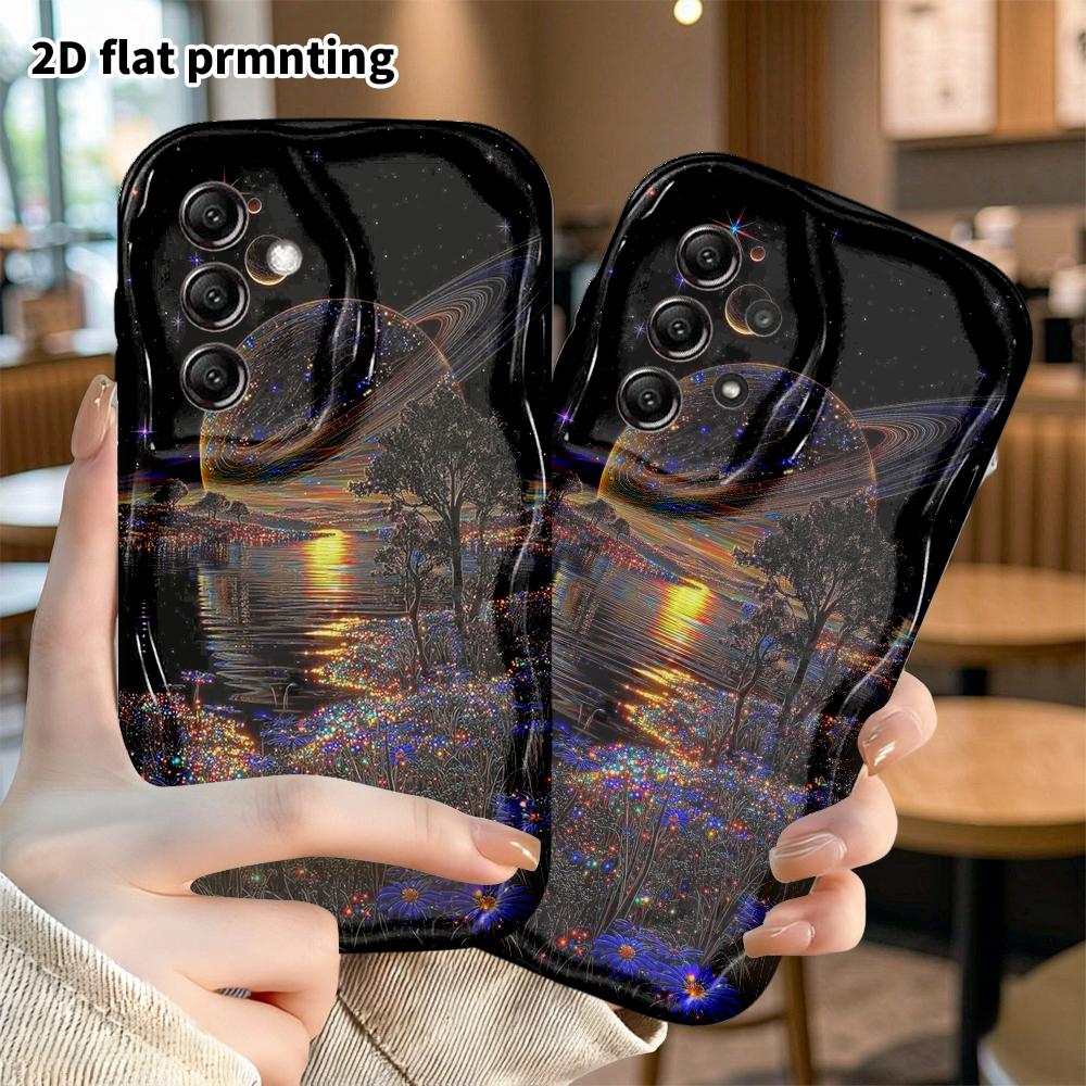 Phone Case: 2D Flat Samsung Galaxy A34 A35 M05 M06 S20 S22 S21 FE Plus 5G Protective Case, Universe Lakeside, Christmas and Halloween Gifts
