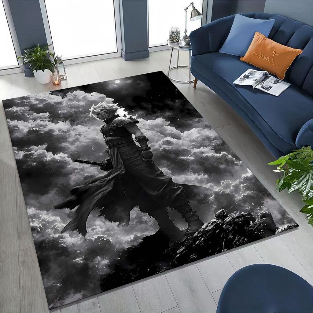 Cartoon Final Fantasy Sephiroth Cloud Tifa Game Rug for Bedroom Living Room Sofa Home Doormat Decor, Large Non-slip Floor Mat