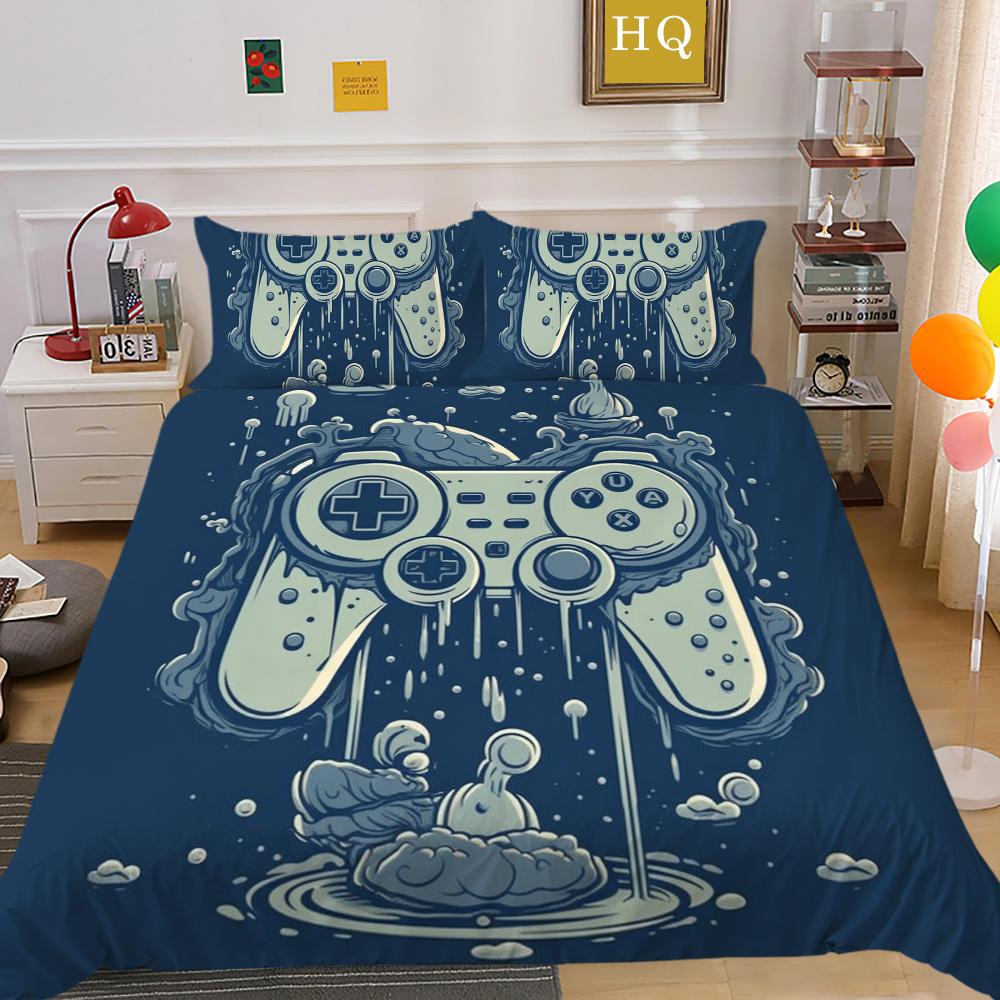 Parure de lit imprimée avec Console de jeu, vêtements de lit King Size, Design de jeu amusant pour adolescents, décoration de chambre à coucher de haute qualité