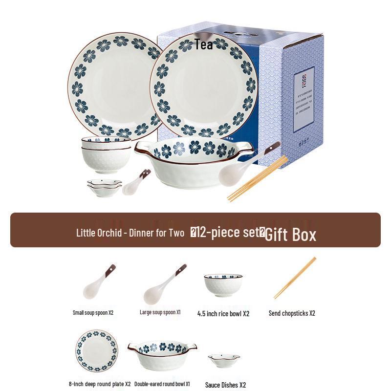Retro Chinese Orchid Ceramic Dinnerware Set