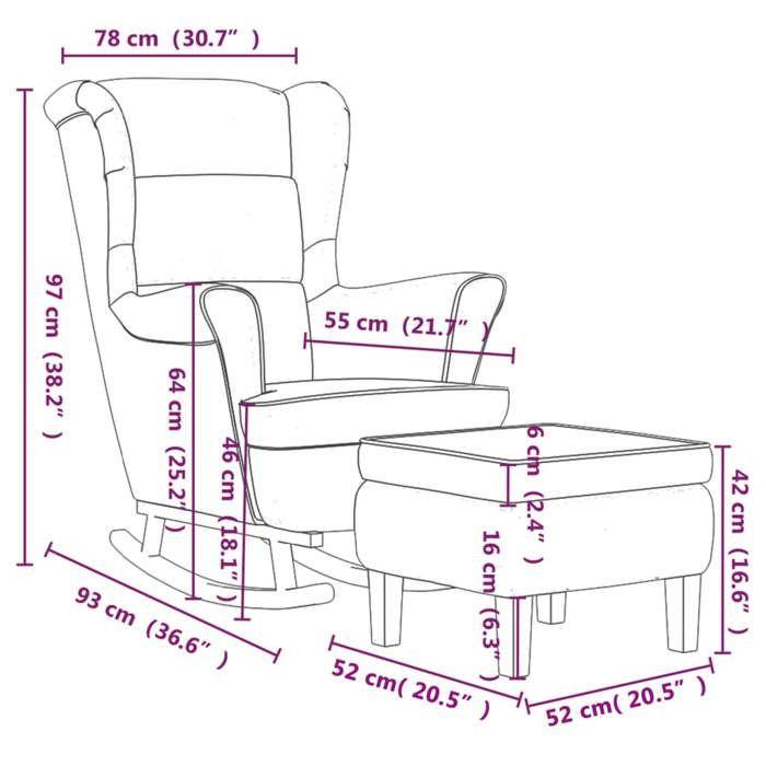 VidaXL Chaise à Bascule avec Pieds en Bois et Tabouret Fauteuil de Salon Relaxation Meuble de Salle de Séjour Chambre 3121231