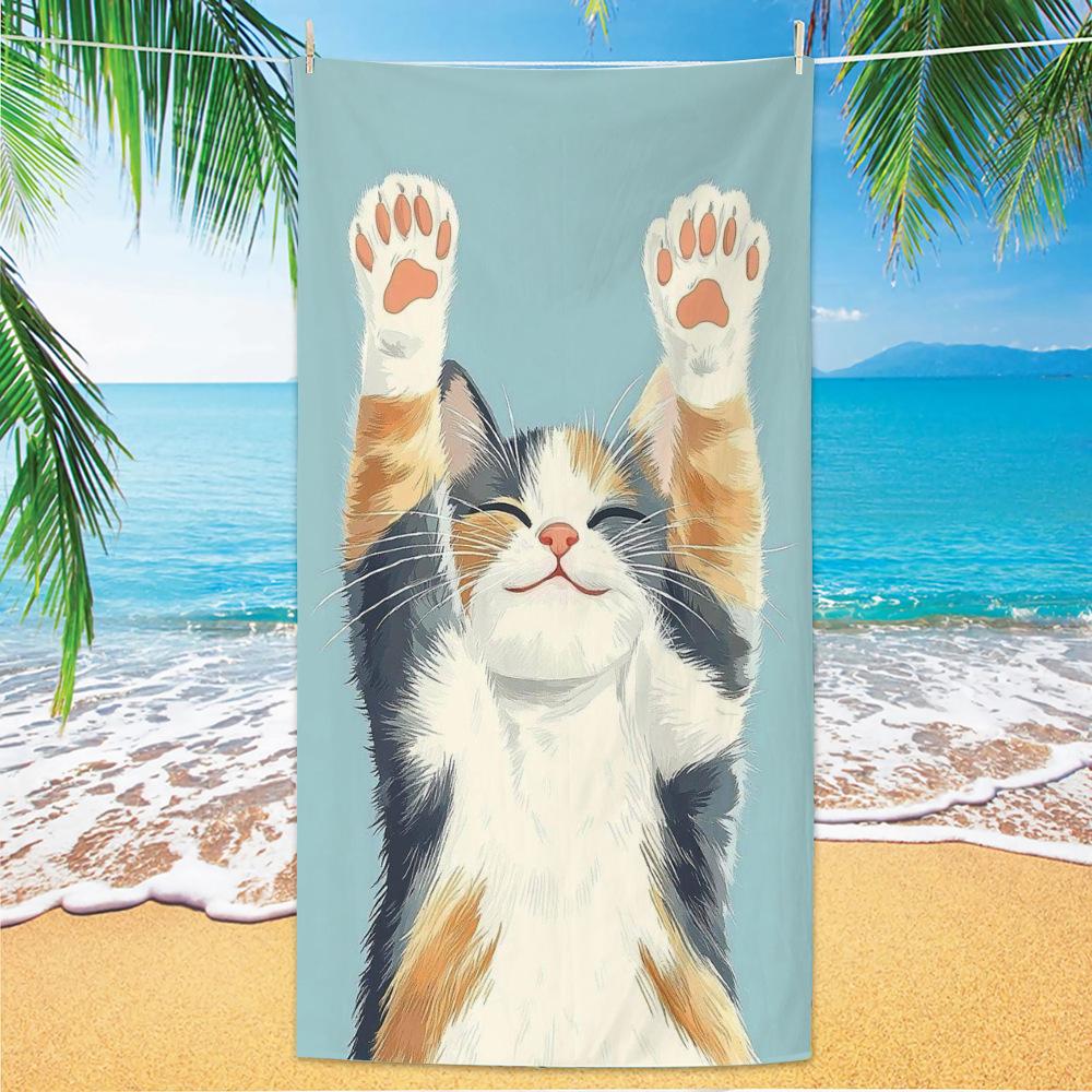 Summer Beach Towel Lightweight Foldable Printed Quick Dry Bath Towel Swimming, Camping Beach Towel Bath Towels Microfiber Towel W30*H60(CM)
