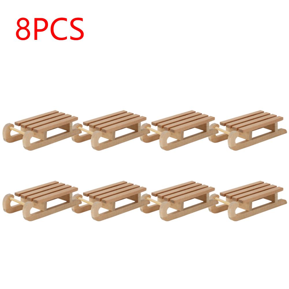 Mini Simulation Snow Sled Handmade 1/12 Wooden Sleigh Desktop Craft Home Decor Crafts Snow Sled Ornament Odorless for Doll House