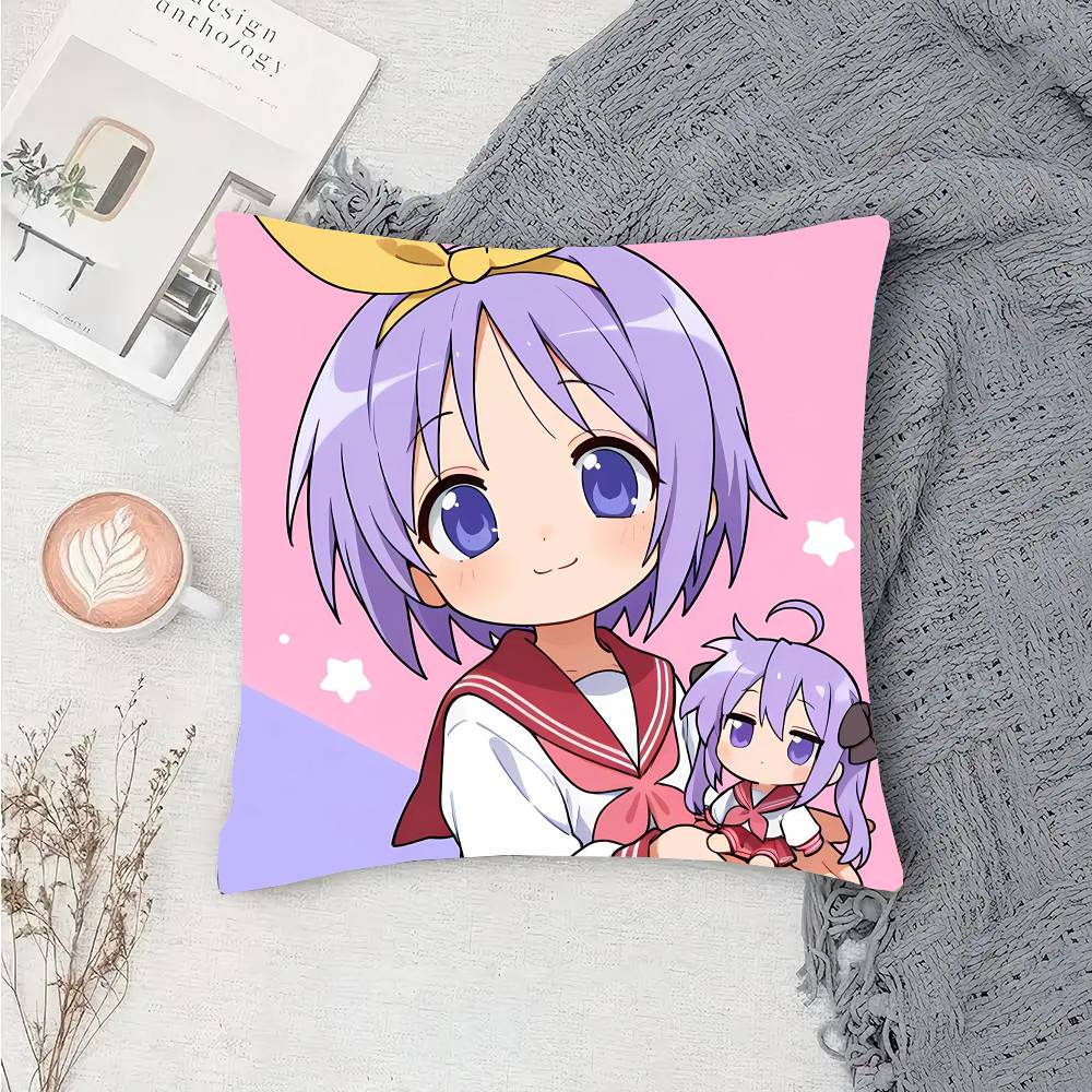 Anime Lucky Star Pillow Case Fashion Square Pillowcase Bedroom Sofa Room Ins Decoration Leisure