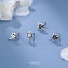 F5870-Trendy Octagram Zircon Stud Earrings for Women S999 Pure Silver Versatile Personality High Street Style Sterling Silver