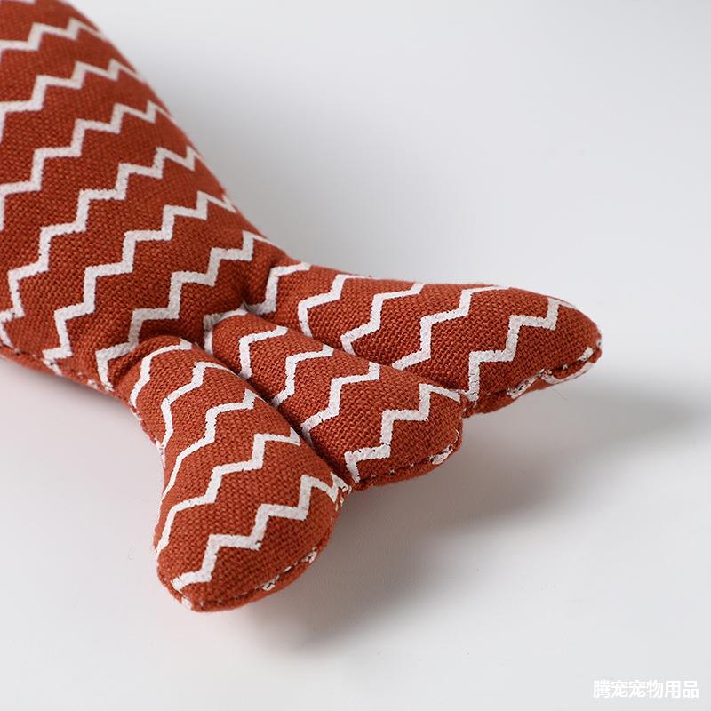 Simulated Wave Fish Toy Cat Self-hi Linen Mint Fish Throw Pillow Resistant To Biting Teeth Teasing Cat Stick Pet Supplies