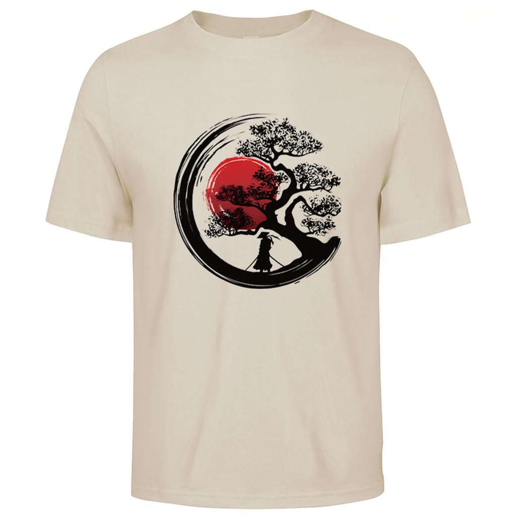 Men's Hot-selling Summer Cotton Japanese Samurai Pattern Printed T-shirt Men's and Women's Casual Style Top Japanese Style