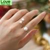 Ashiqi 925 Sterling Silver Natural Freshwater Double Pearl Ring Fashion Jewelry For Women Gift