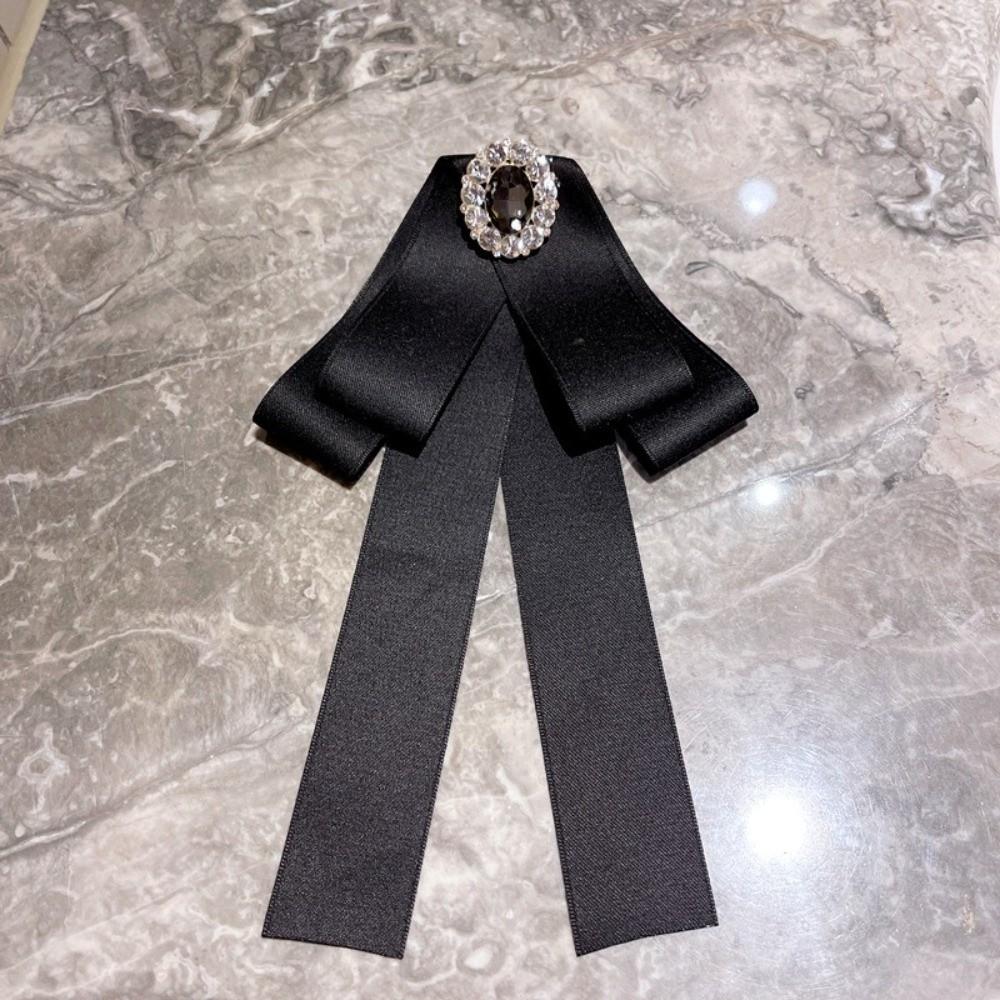 Crystal Rhinestone Ribbon Bowtie Brooch Fabric Bow Tie Brooches  Dress Shirt Accessories