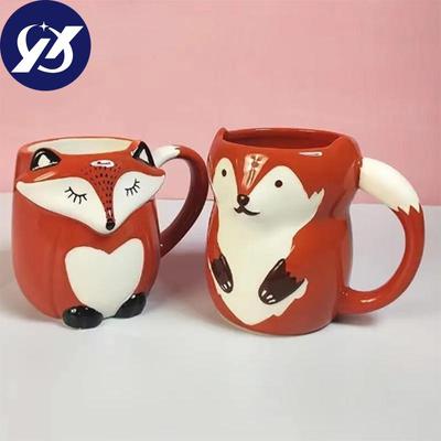 500ML Ceramic Creative Coffee Cup Cute Animal 3D Fox Large Capacity Cartoon Breakfast Milk Drinking Mugs and Cups