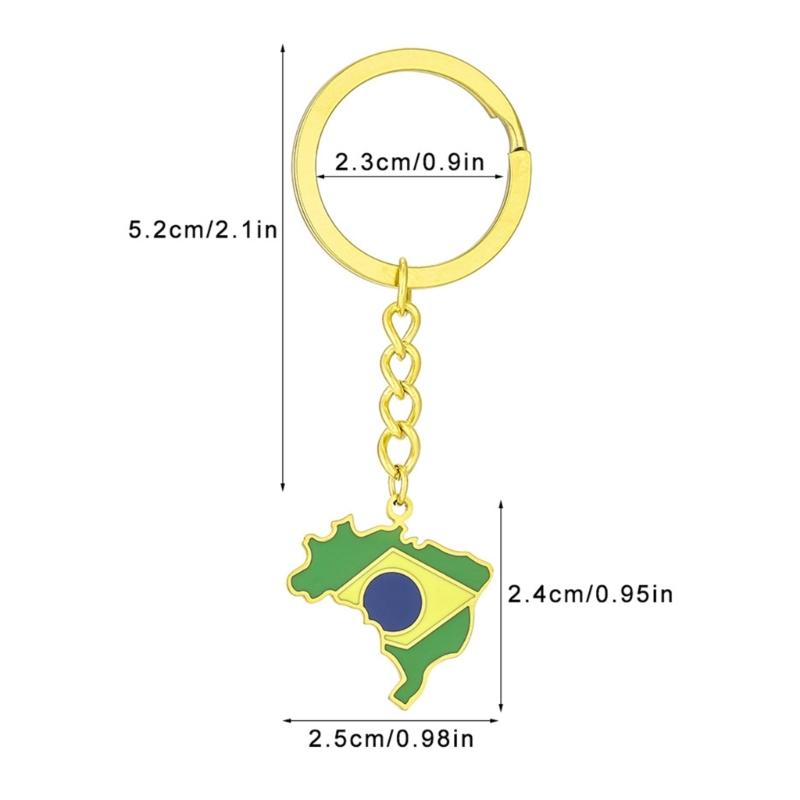 Elegant Brazilian Flag Keychain Versatile Brazil Map Key Holder Durable Titanium Steel Material Brazil Culture Keyrings
