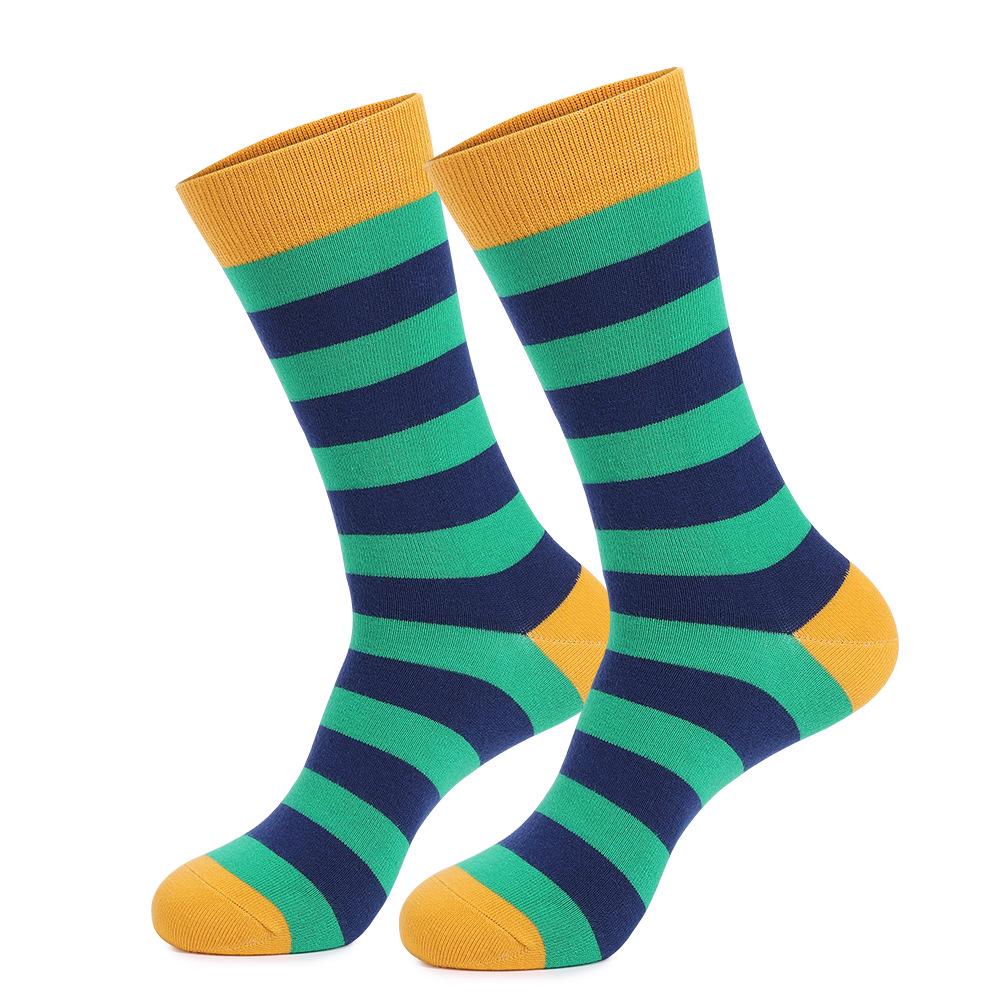 Men's Plus Size Striped Knee-High Socks - Trendy European & American Style for Autumn/Winter