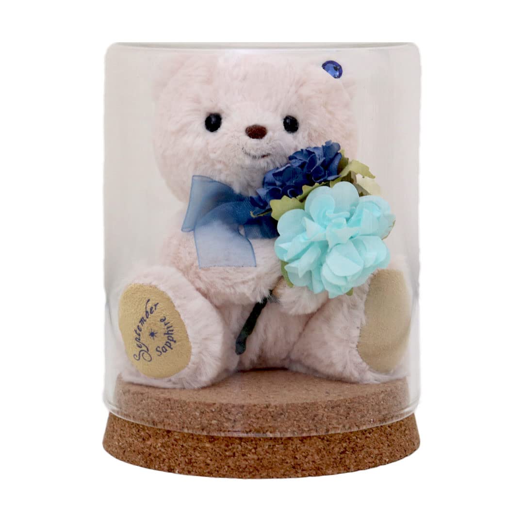 

[Petit Lou] Birthday Teddy Bear & Mini Bouquet, Flower Glass Gift tete (September)
