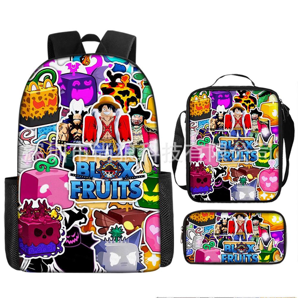 Large Capacity Schoolbag with Shoulder Strap; Student Three-piece Pencil Case Set