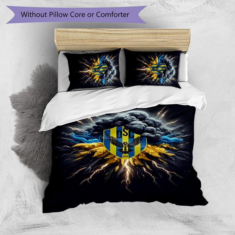Duhok Sport Club Printed 3PCS Bedding Set Soft Breathable Duvet Cover Pillowcases Set Washable Bedroom Decor Home Gift