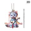 Cute Cat Pendant Hanging Ornament Realistic Animal Rearview Mirror Hanging Decor Auto Interior Access Home Party Kids Gift