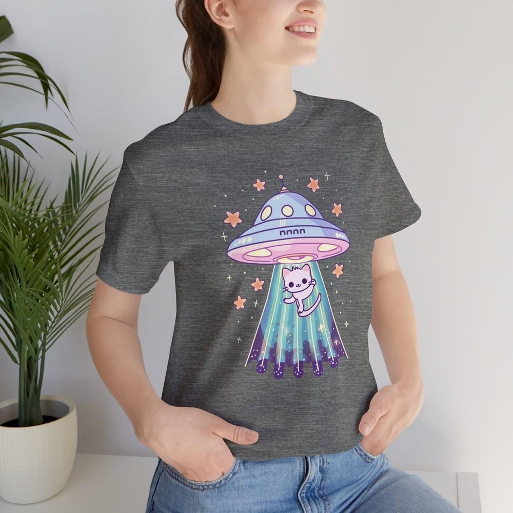 Cat Shirts UFO Funny Cat Shirts, Funny Cat T-Shirt Kitty Shirt, Cat Lady Unisex T-Shirt M