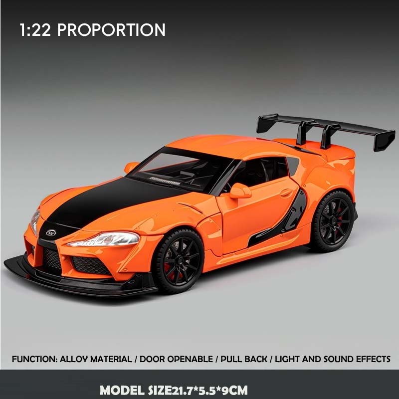 Simulation 1/22 Toyota Supra Alloy Classic Sports Car Model Diecast Children's Toy Vehicle Birthday Gift Collection Miniature Voiture