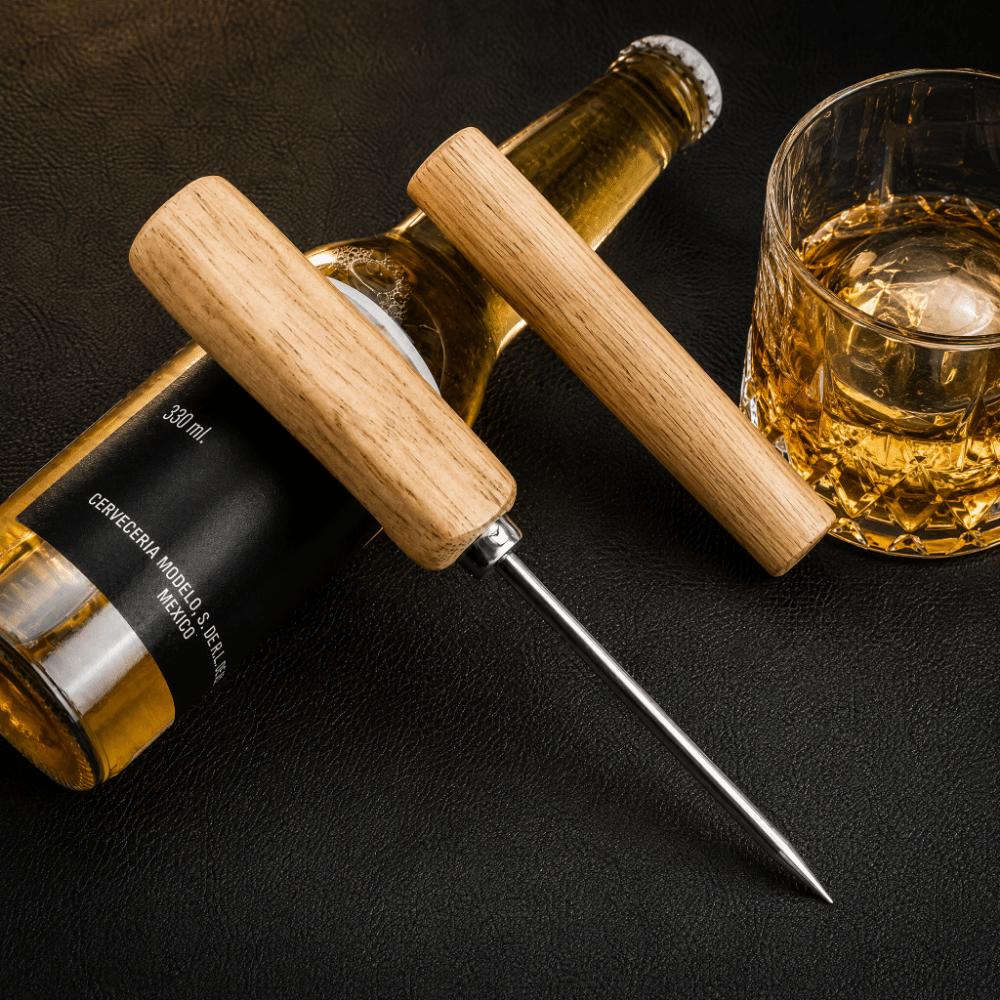 Stainless Steel Ice Shaver Wooden Handle Whiskey Ice Tool Ice Shaper Bar Bartender